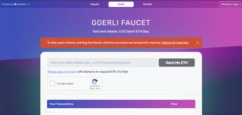 Metamask: Goerli faucet website showing error